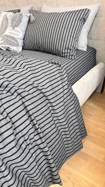 Постільна білизна Style Washed Cotton, варена бавовна, сіра в чорну смужку - зображення 9