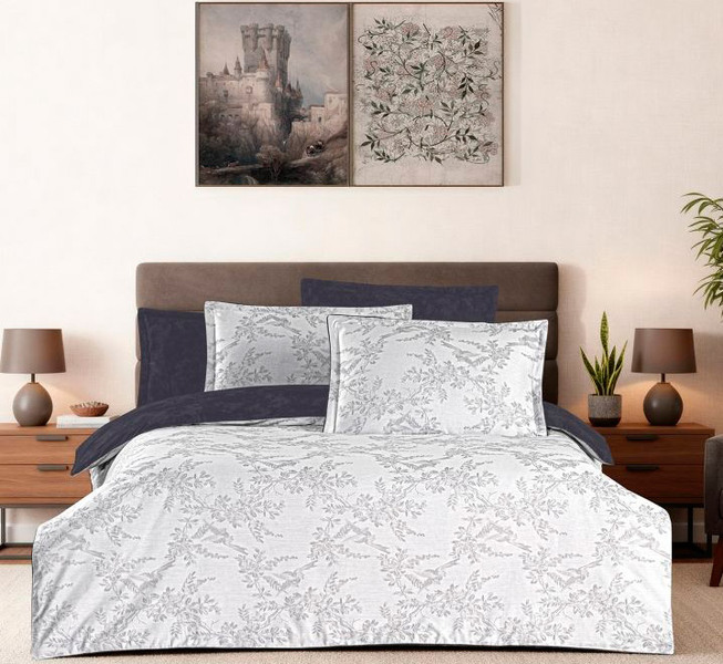 Постельное белье La Romano Merida Grey Mona Series, евро, сатин премиум 300 TC, светло-серое - изображение 1