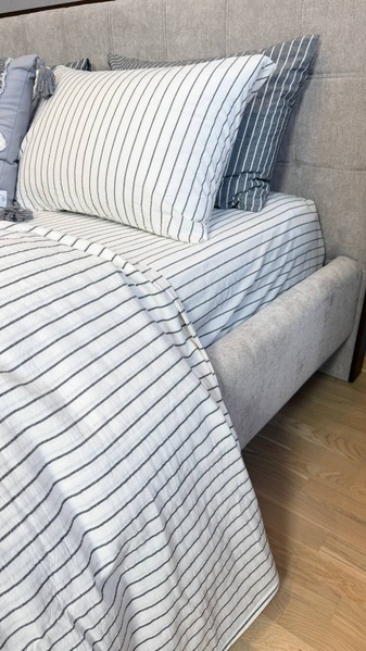 Постільна білизна Magic Washed Cotton, варена бавовна в тонку чорну смужку - зображення 19