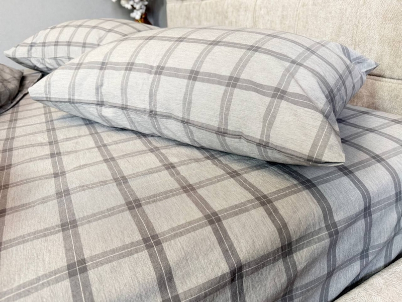 Постільна білизна Volcano Washed Cotton, варена бавовна в сіру клітку - зображення 13