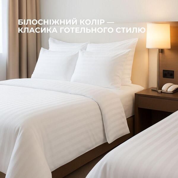 Простирадло Сатин Жаккард, євро, 220 x 230 см, для готелів і будинку, біла в смужку, ТМ IDEIA - зображення 8