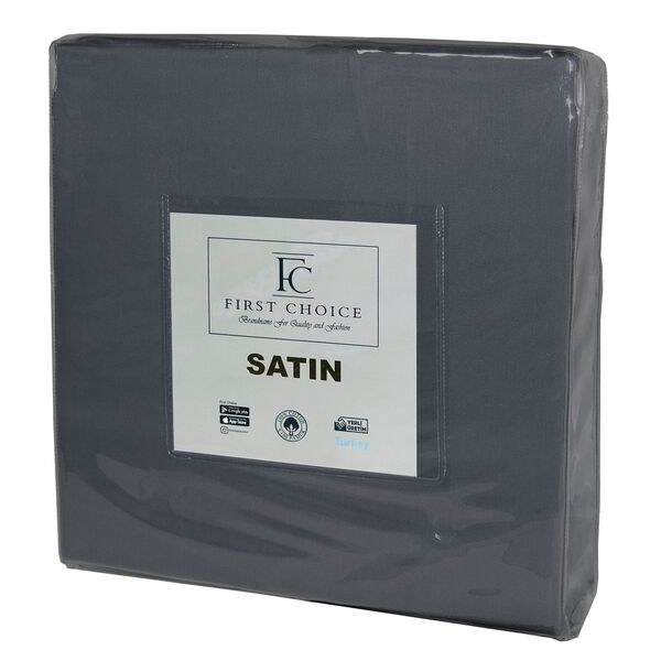 Простыня на резинке First Choice Сатин 160x200+2x50x70 (Dark Grey) - изображение 2