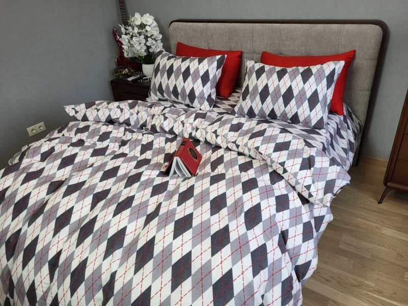 Комплект постільної білизни Ромб сірий, Turkish flannel - зображення 4