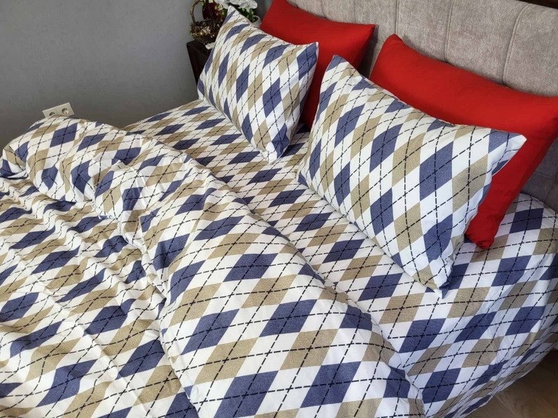 Комплект постільної білизни Ромб синій, Turkish flannel - зображення 12