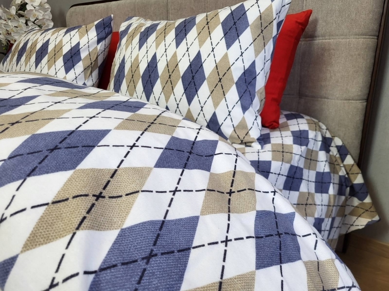 Комплект постільної білизни Ромб синій, Turkish flannel - зображення 14