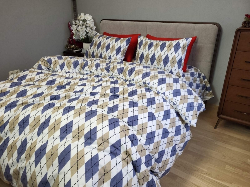 Комплект постільної білизни Ромб синій, Turkish flannel - зображення 6