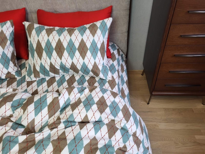 Комплект постельного белья Ромб зеленый, Turkish flannel - изображение 6