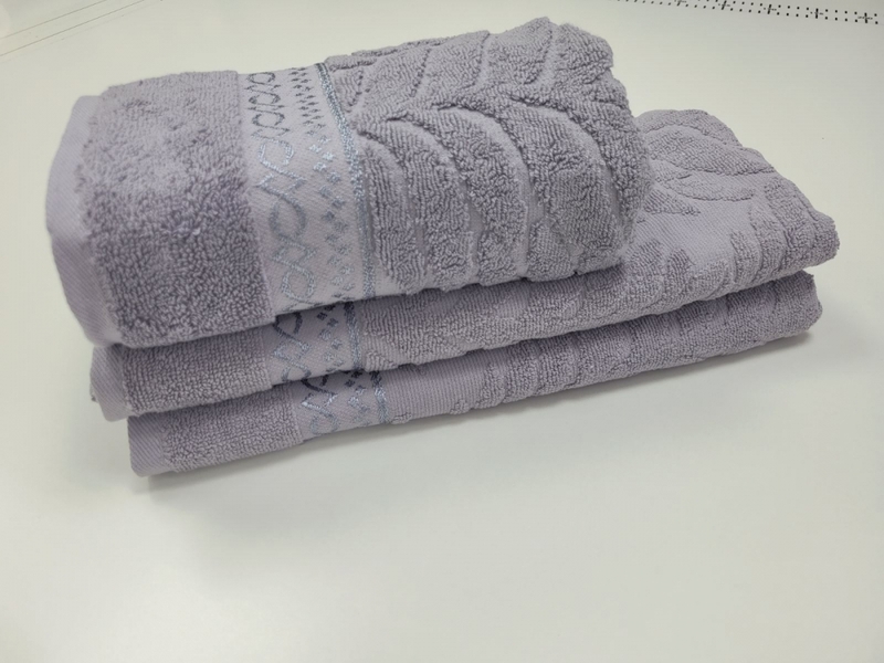 Полотенца махровые жаккардовые LUX COTTON AKASYA, 100 хлопок 520 гм2, лиловые, ТМ Gulcan - изображение 1
