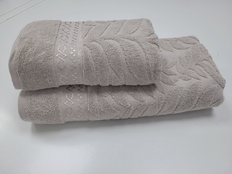 Рушники махрові жаккардові LUX COTTON AKASYA, 100 бавовна 520 гм2, пісочні, ТМ Gulcan - зображення 1