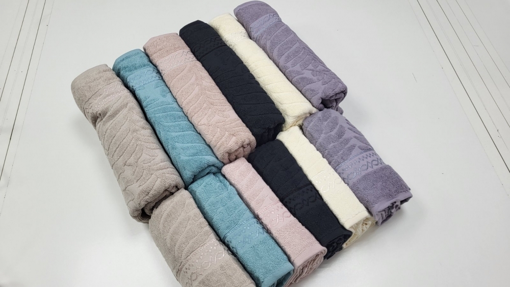 Полотенца махровые жаккардовые LUX COTTON AKASYA, 100 хлопок 520 гм2, ваниль, ТМ Gulcan - изображение 2