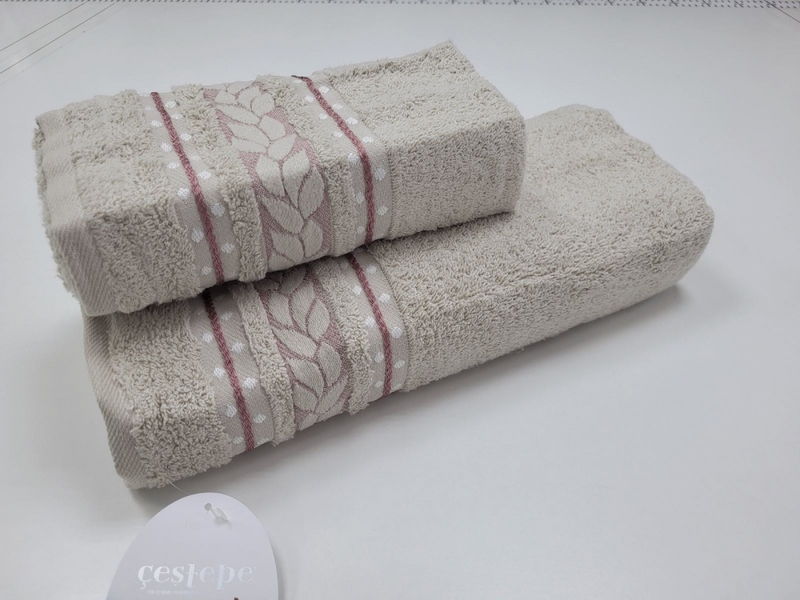 Полотенца махровые VIP COTTON FILIZ-N, 100 хлопок 520 гм2, беж, ТМ Cestepe - изображение 1