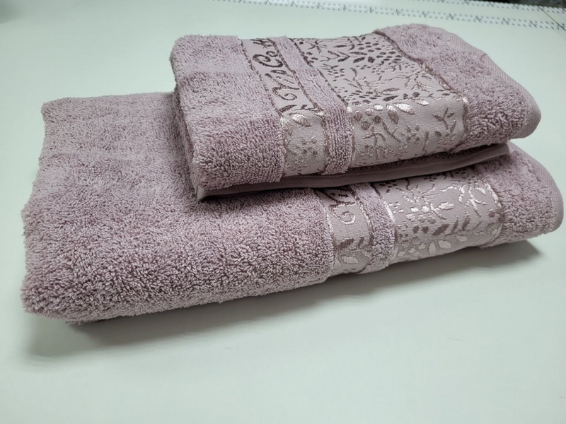 Полотенца махровые VIP COTTON ROWAN, слива - изображение 2