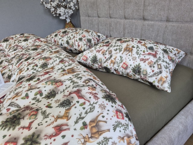 Комплект постільної білизни Різдвяні історіїхакі Turkish Flannel 5D новорічний - зображення 11