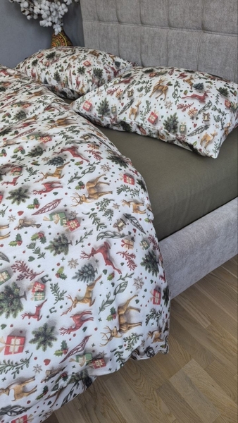Комплект постільної білизни Різдвяні історіїхакі Turkish Flannel 5D новорічний - зображення 4