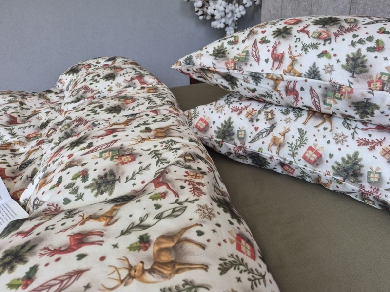 Комплект постільної білизни Різдвяні історіїхакі Turkish Flannel 5D новорічний - зображення 9