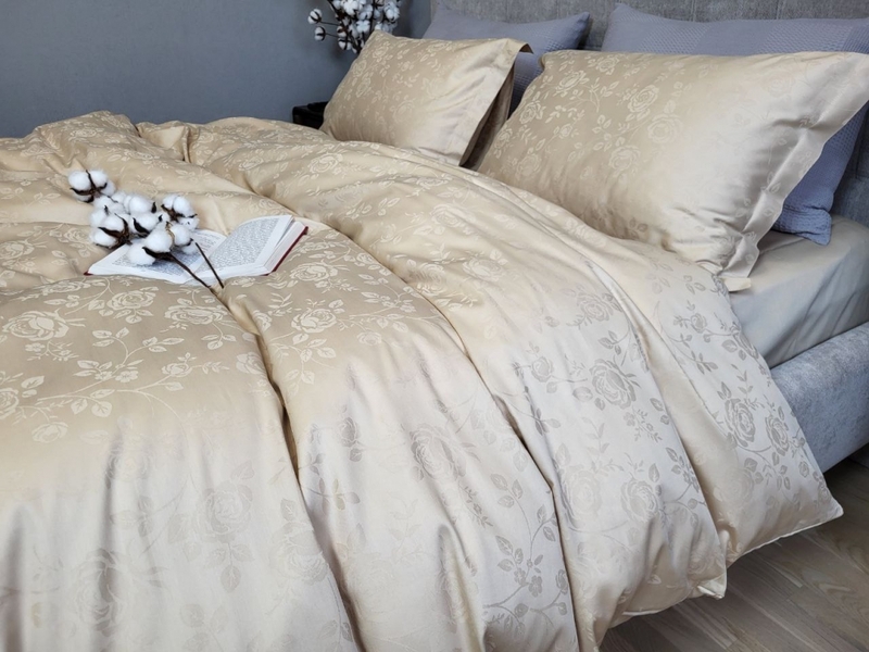Комплект постільної білизни Сатин JACQUARD, ROSE BEIGE - зображення 12
