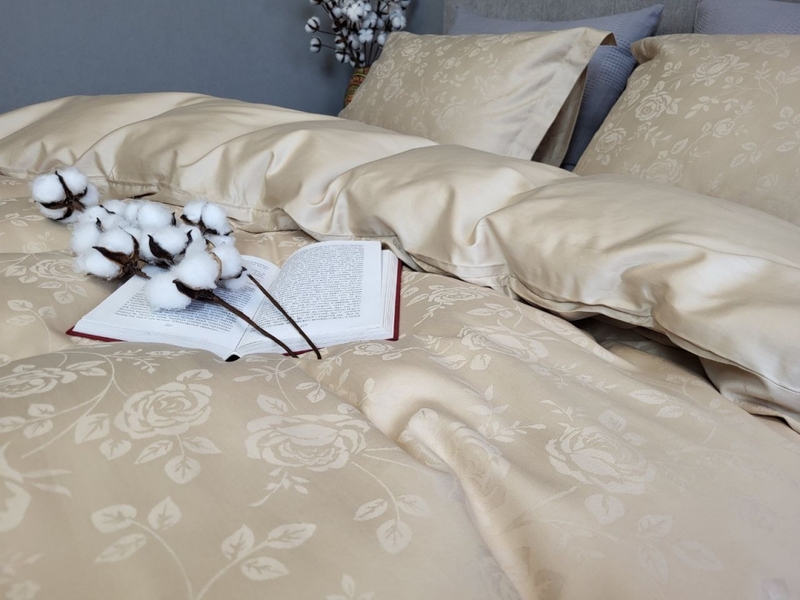 Комплект постільної білизни Сатин JACQUARD, ROSE BEIGE - зображення 15