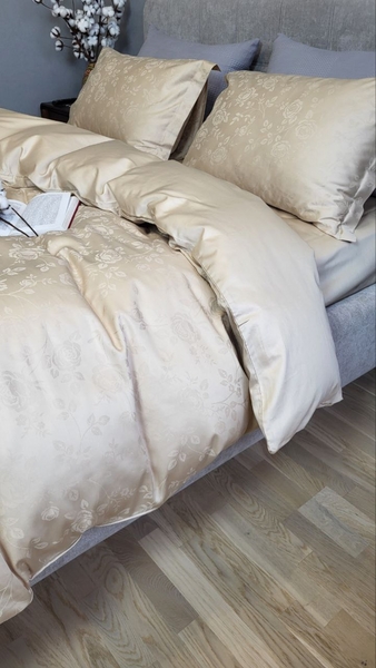 Комплект постільної білизни Сатин JACQUARD, ROSE BEIGE - зображення 3