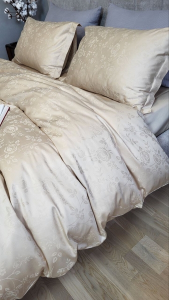 Комплект постільної білизни Сатин JACQUARD, ROSE BEIGE - зображення 8