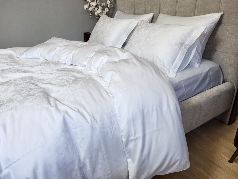 Комплект постельного белья Сатин JACQUARD, TIARA WHITE - изображение 17