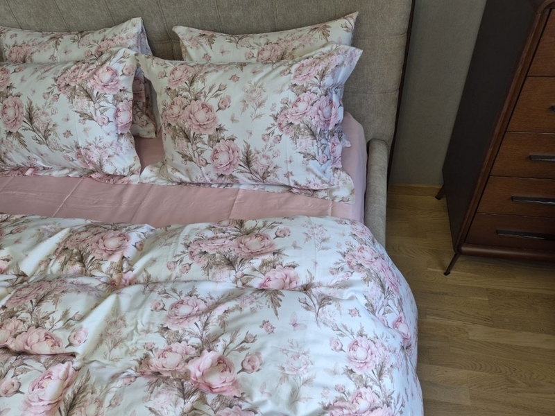 Комплект постільної білизни Сатин PREMIUM, DESIRE PINK, з рожевими півоніями - зображення 12