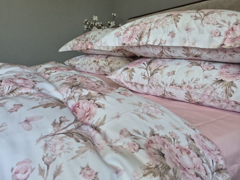 Комплект постільної білизни Сатин PREMIUM, DESIRE PINK, з рожевими півоніями - зображення 14