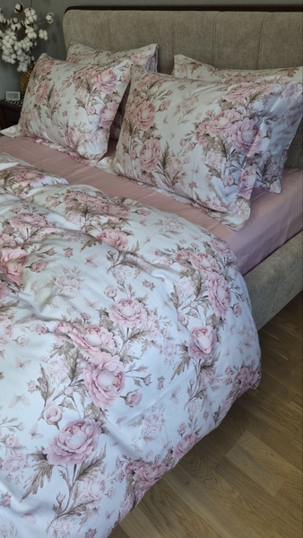 Комплект постільної білизни Сатин PREMIUM, DESIRE PINK, з рожевими півоніями - зображення 18