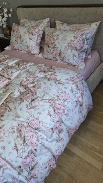 Комплект постільної білизни Сатин PREMIUM, DESIRE PINK, з рожевими півоніями - зображення 10