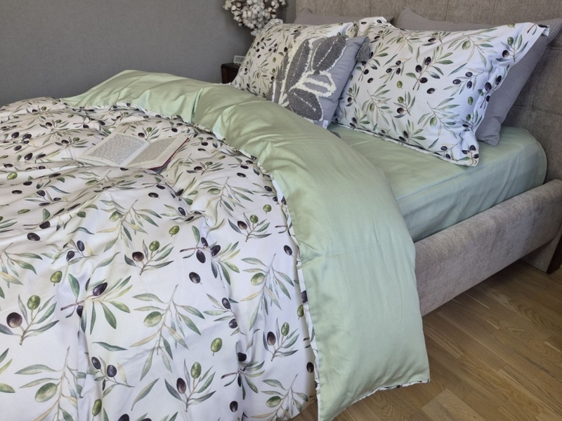 Комплект постельного белья Fresh Olive Сатин PREMIUM, оливковые ветви - изображение 13