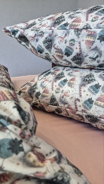 Комплект постільної білизни Шапуліпудра Turkish Flannel 5D зі сніговиками та шапками - зображення 10