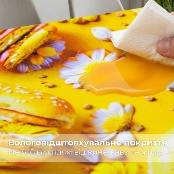 Скатертина IDEIA 140x170 см із захистом від плям Teflon, бавовна, принт жовті пончики - зображення 3