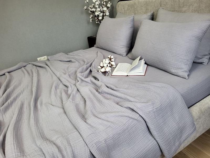 Комплект з мусліну Smoke Grey, 4 шари 100 бавовни, ТМ Комфорт-текстиль - зображення 11