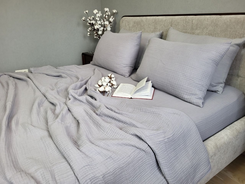 Комплект з мусліну Smoke Grey, 4 шари 100 бавовни, ТМ Комфорт-текстиль - зображення 12