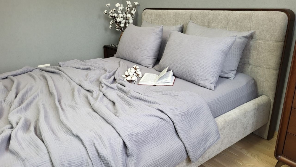 Комплект з мусліну Smoke Grey, 4 шари 100 бавовни, ТМ Комфорт-текстиль - зображення 5