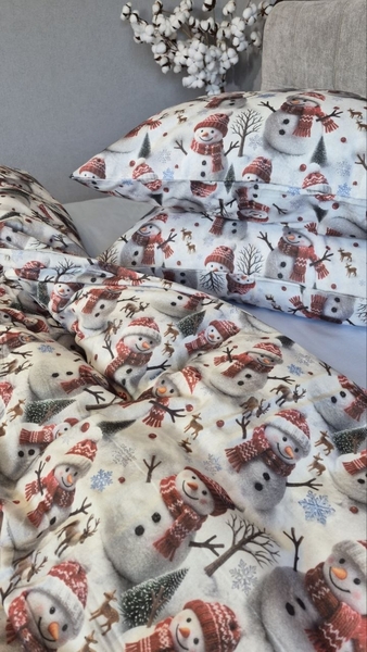 Комплект постільної білизни Сніговикиблакитний Turkish Flannel 5D - зображення 10