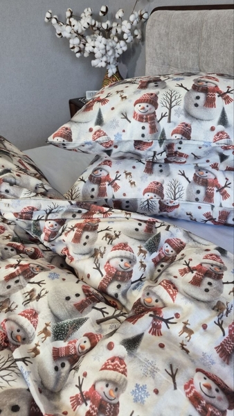 Комплект постільної білизни Сніговикиблакитний Turkish Flannel 5D - зображення 12