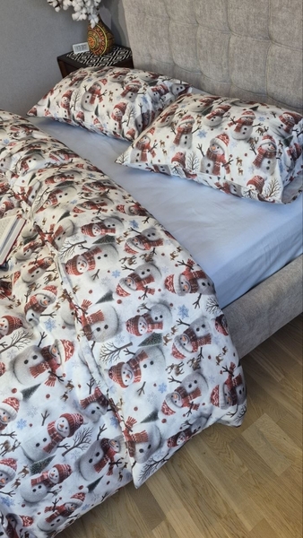 Комплект постільної білизни Сніговикиблакитний Turkish Flannel 5D - зображення 13