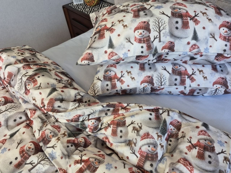 Комплект постільної білизни Сніговикиблакитний Turkish Flannel 5D - зображення 6