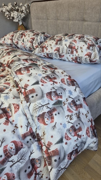 Комплект постільної білизни Сніговикиблакитний Turkish Flannel 5D - зображення 7