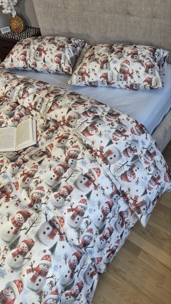 Комплект постільної білизни Сніговикиблакитний Turkish Flannel 5D - зображення 8