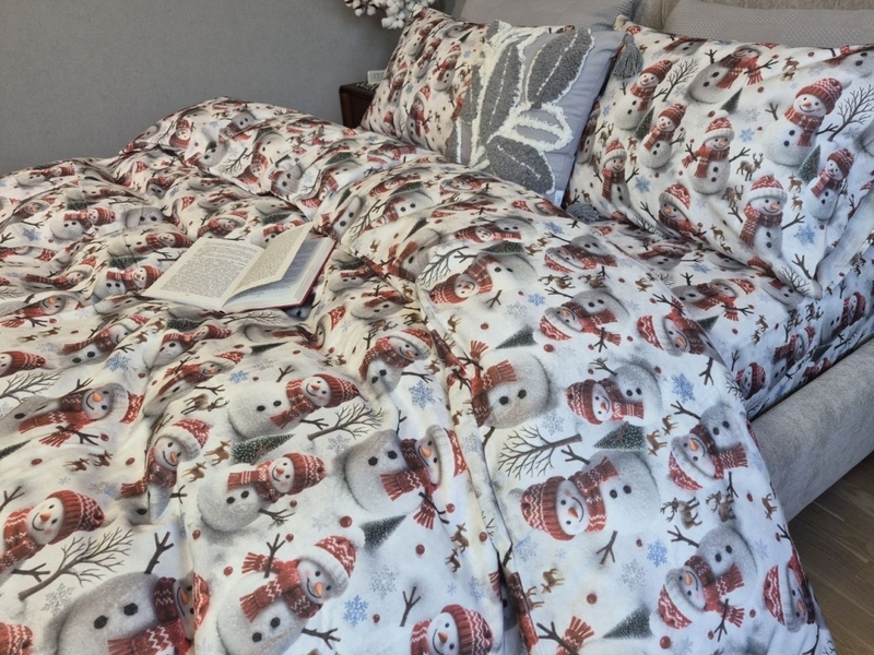 Комплект постільної білизни Сніговики, Turkish flannel 5D - зображення 2