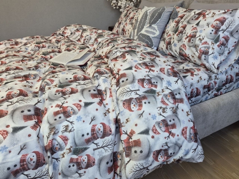 Комплект постільної білизни Сніговики, Turkish flannel 5D - зображення 5