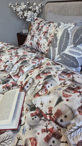 Комплект постільної білизни Сніговики, Turkish flannel 5D - зображення 6