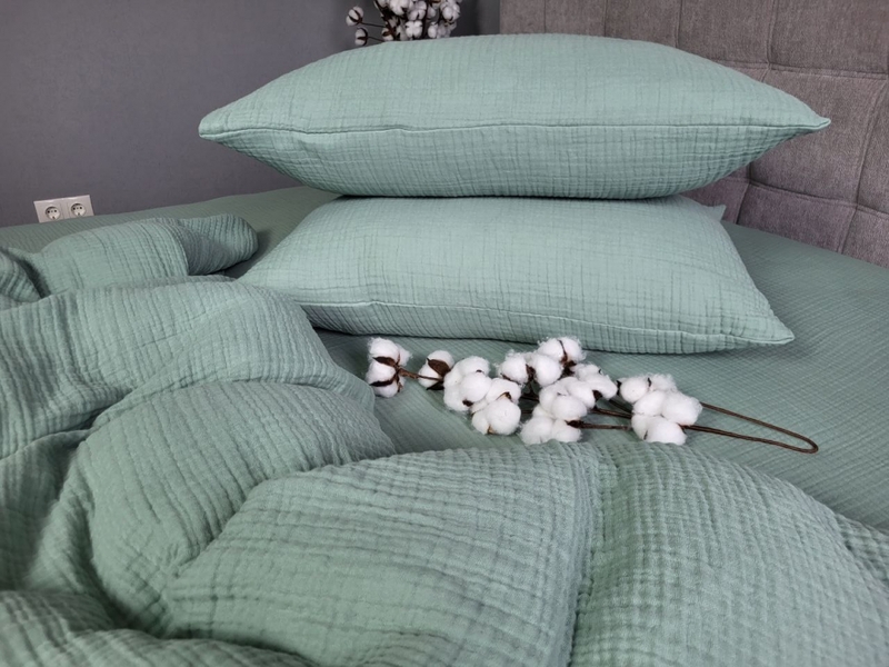 Комплект для сна Spring Greens, четырехслойный муслин, натуральный хлопок, ТМ Комфорт-текстиль - изображение 3