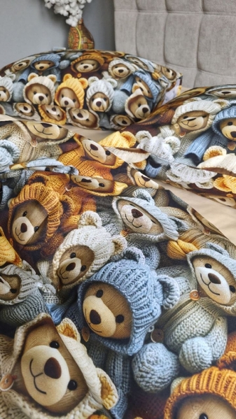 Комплект постельного белья Медвежата Стиляги Cotton 5D бежевый - изображение 18