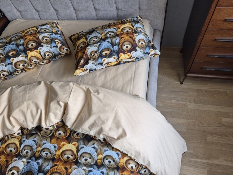 Комплект постельного белья Медвежата Стиляги Cotton 5D бежевый - изображение 8