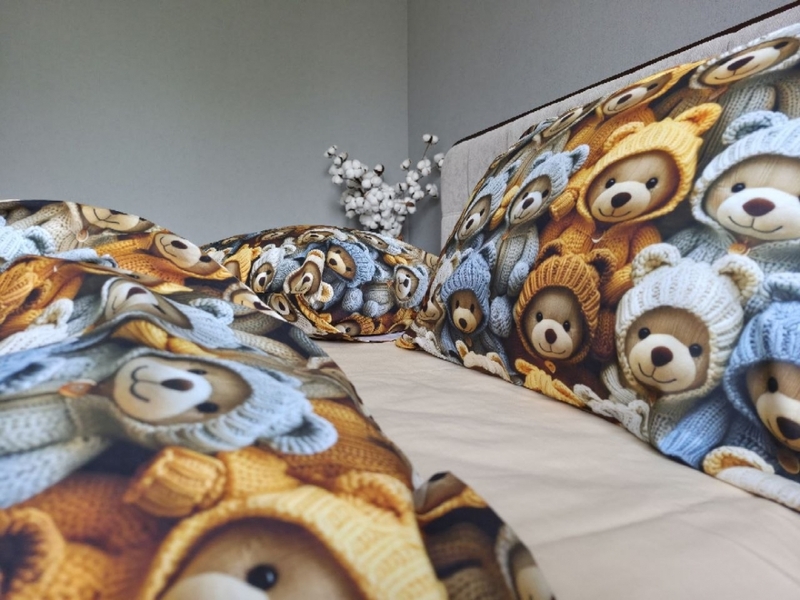 Комплект постельного белья Медвежата Стиляги Cotton 5D бежевый - изображение 9