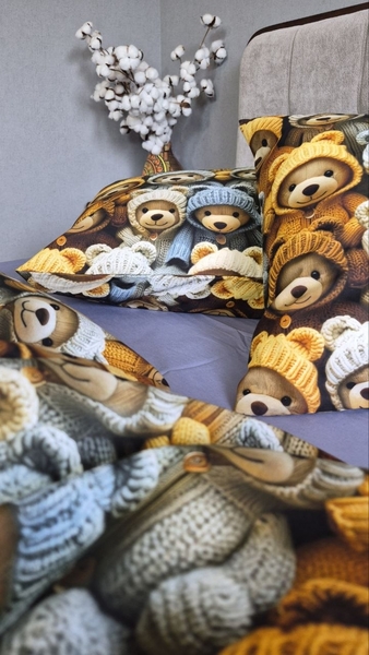 Комплект постільної білизни Ведмежата Стиляги Cotton 5D лавандовий - зображення 12