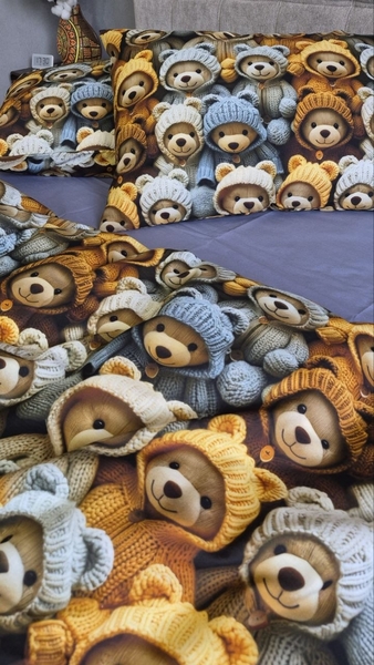 Комплект постільної білизни Ведмежата Стиляги Cotton 5D лавандовий - зображення 14
