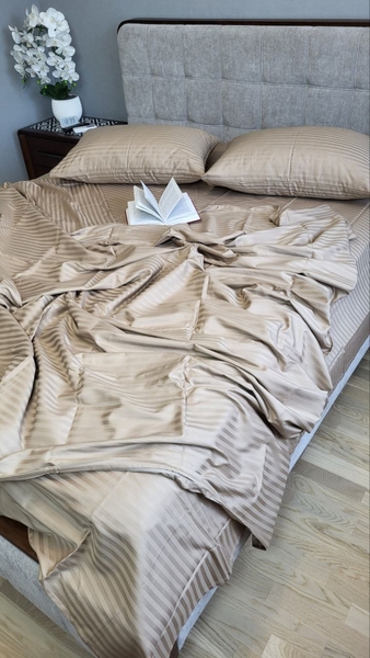 Комплект постельного белья Stripe LUX BEIGE TONE 1/1см - изображение 3